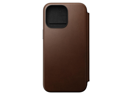 Nomad Book Cover Modern Leather Folio iPhone 15 Pro Max Brown