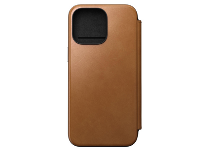 Nomad Book Cover Modern Leather Folio iPhone 15 Pro Max Beige