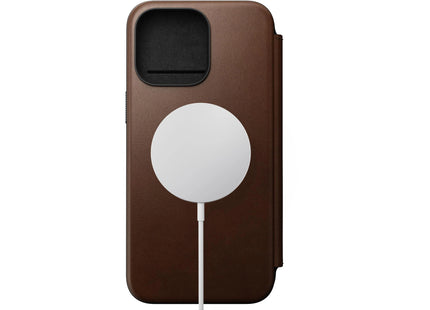 Nomad Book Cover Modern Leather Folio iPhone 15 Pro Max Brown