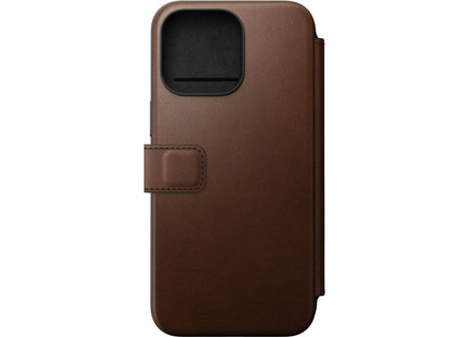 Nomad Book Cover Modern Leather Folio iPhone 15 Pro Max Brown