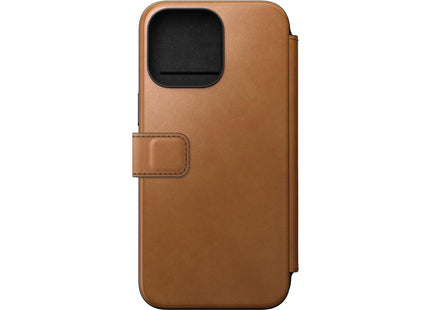 Nomad Book Cover Modern Leather Folio iPhone 15 Pro Max Beige