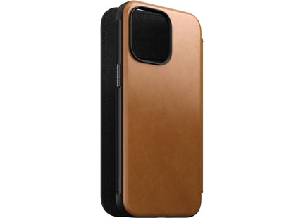 Nomad Book Cover Modern Leather Folio iPhone 15 Pro Max Beige