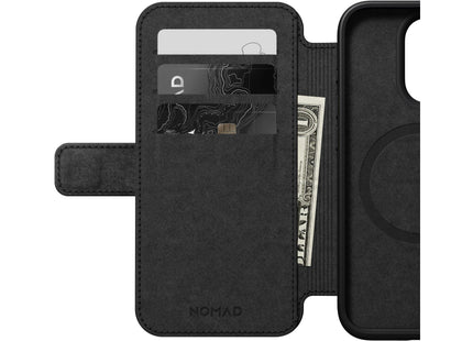 Nomad Book Cover Modern Leather Folio iPhone 15 Pro Schwarz