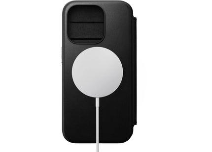 Nomad Book Cover Modern Leather Folio iPhone 15 Pro Schwarz