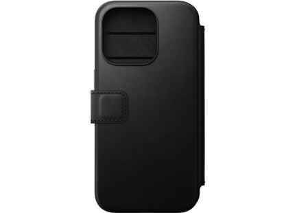 Nomad Book Cover Modern Leather Folio iPhone 15 Pro Schwarz