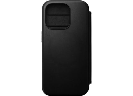 Nomad Book Cover Modern Leather Folio iPhone 15 Pro Schwarz