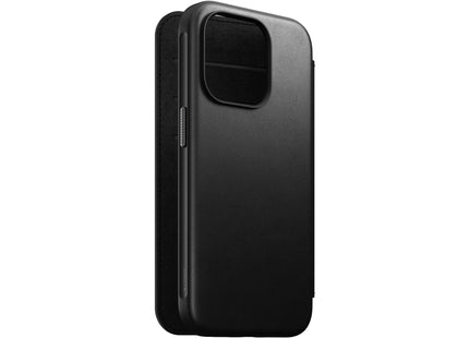 Nomad Book Cover Modern Leather Folio iPhone 15 Pro Schwarz