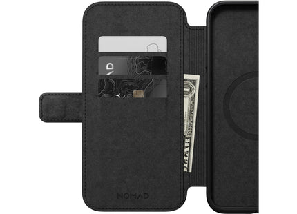 Nomad Book Cover Modern Leather Folio iPhone 15 Plus Black