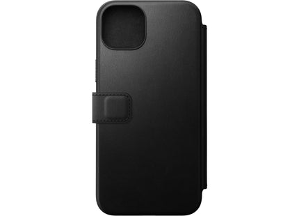 Nomad Book Cover Modern Leather Folio iPhone 15 Plus Black
