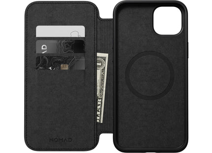 Nomad Book Cover Modern Leather Folio iPhone 15 Plus Black