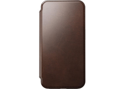 Nomad Modern Horween Leather Folio iPhone 15 Pro Rostbraun