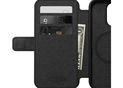 Nomad Modern Horween Étui portefeuille en cuir pour iPhone 15 Pro Noir