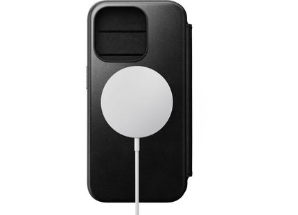 Nomad Modern Horween Étui portefeuille en cuir pour iPhone 15 Pro Noir