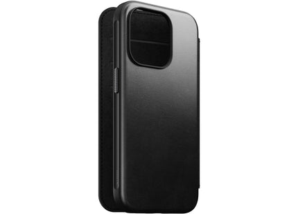 Nomad Modern Horween Étui portefeuille en cuir pour iPhone 15 Pro Noir