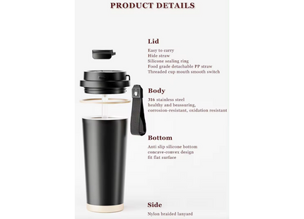 Vakuumisolierter Kaffeebecher To Go 500 ml, Weiss
