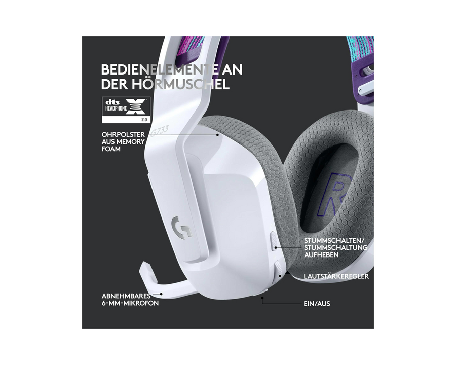 Logitech Headset G733 Lightspeed Bianco