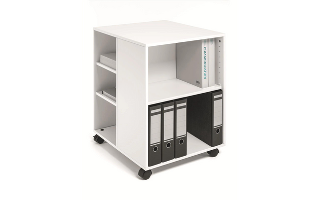 Chariot multifonction DURABLE 74/59 ouvert sur 3 côtés, 6 étagères, blanc