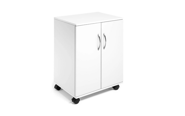 Chariot multifonction DURABLE 74/53 2 portes, 2 étagères, blanc