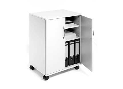 Chariot multifonction DURABLE 74/53 2 portes, 2 étagères, blanc