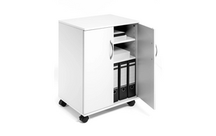Chariot multifonction DURABLE 74/53 2 portes, 2 étagères, blanc