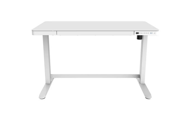 Table Contini ET118, 120 x 60 cm, avec plateau en verre, blanc