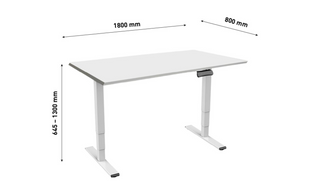 Table Contini RAL 9016 1,8 x 0,8 m blanc avec plateau gris
