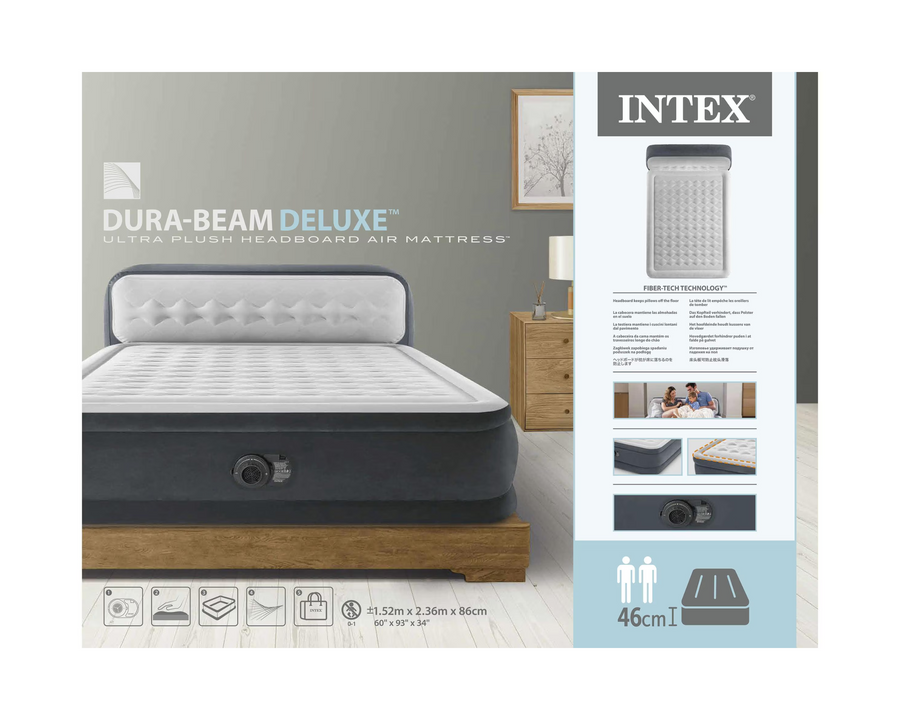 Intex Materasso gonfiabile Dura Beam con Headboard Queen 152 x 236 x 46 cm