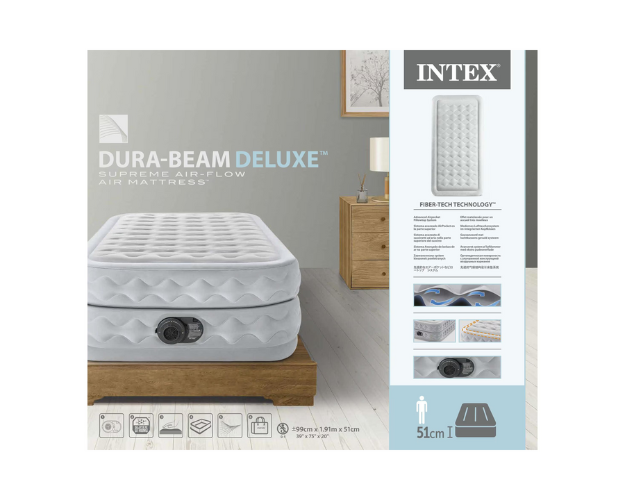 Intex Materasso gonfiabile Dura Beam Deluxe Supreme Twin 99 x 191 x 51 cm