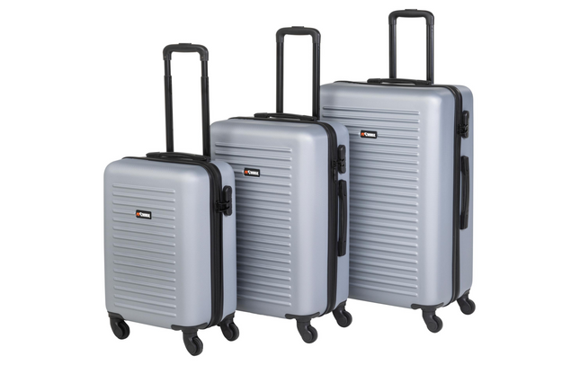 KOOR World Superb ensemble de valises de voyage 3 pièces, gris argenté
