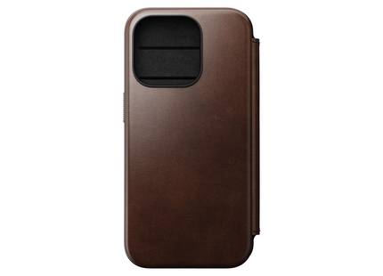 Nomad Modern Horween Leather Folio iPhone 15 Pro Rostbraun