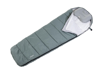 KOOR sleeping bag, sleeping bag liner and travel pillow set grey