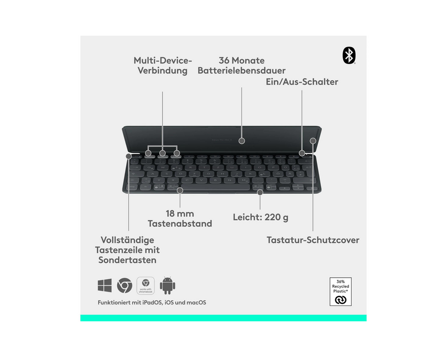 Logitech Tastiera Keys-To-Go 2 Graphite
