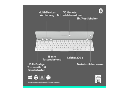 Logitech Tastatur Keys-To-Go 2 Pale grey