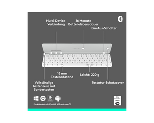 Clavier Logitech Keys-To-Go 2 Gris pâle