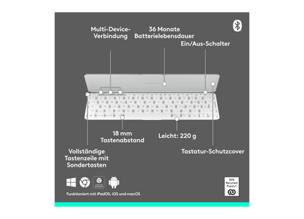 Clavier Logitech Keys-To-Go 2 Apple Gris pâle
