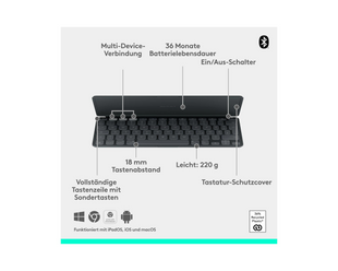 Clavier Logitech Keys-To-Go 2 Apple Graphite