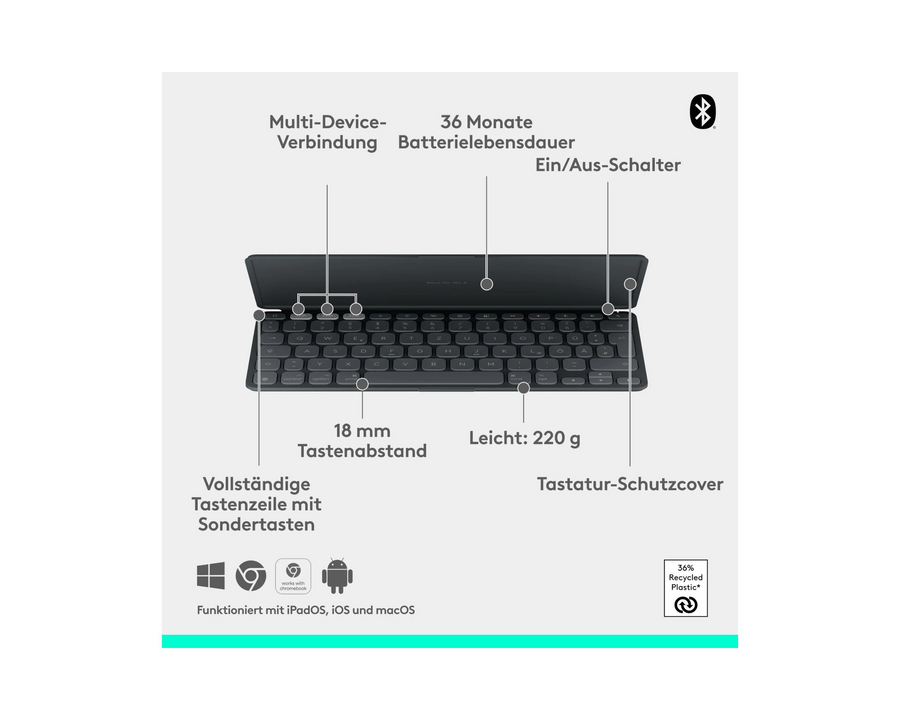 Logitech Tastiera Keys-To-Go 2 Apple Graphite