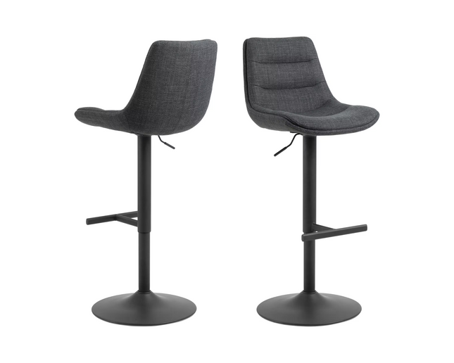 Tabouret de bar AC Design Adisa, 2 pièces, 47 x 95 cm, gris foncé