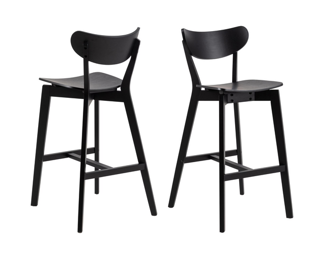 Tabouret de bar AC Design Roxby, 2 pièces, 45 x 105 cm, noir