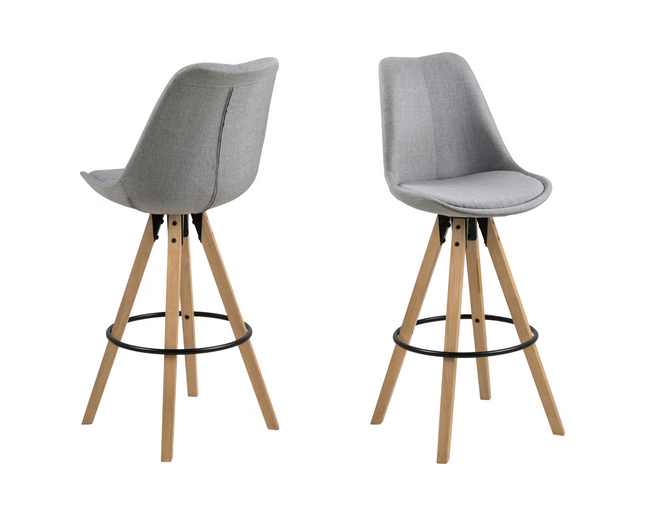 Tabouret de bar AC Design Dima, 2 pièces, 48,5 x 111,5 cm, gris clair
