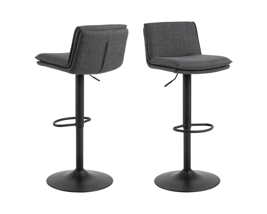 AC Design Sgabello da bar Flynn, 2 pezzi, 44 x 107 cm, Grigio scuro