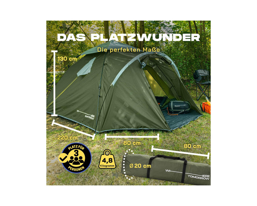 Where tomorrow Drei Personenzelt Pop-Up - Verde