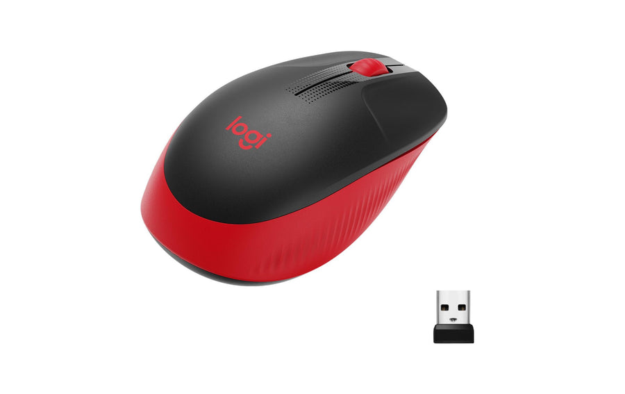 Logitech Maus M190 Rot/Schwarz, kabellos