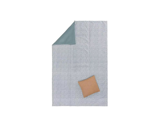 Couverture de pique-nique Urbanara Mallur 130 x 190 cm - vert gris / blanc