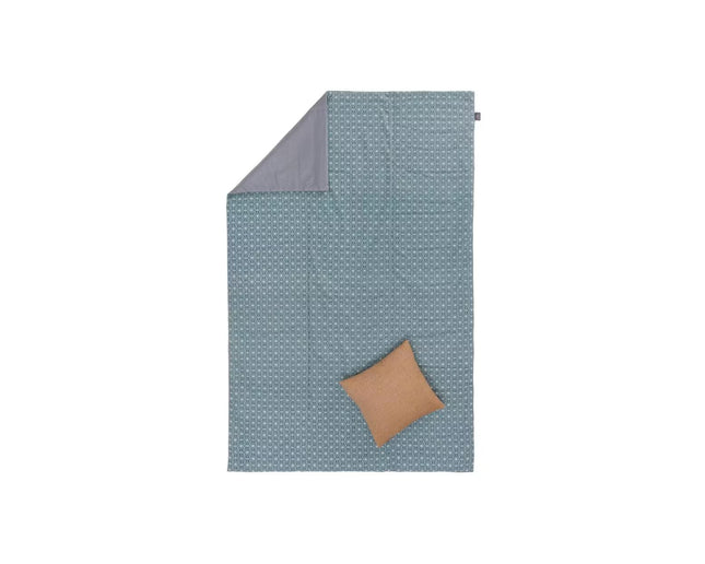 Urbanara Picknickdecke Mallur 130 x 190 cm - Taubenblau / Naturweiss