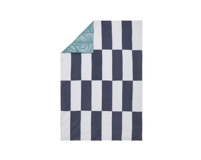 Couverture de pique-nique Urbanara Tamina 180 x 120 cm - bleu-gris / blanc naturel