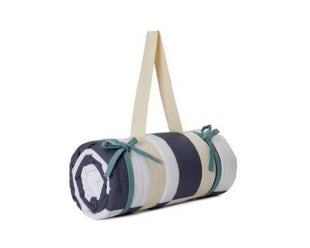 Couverture de pique-nique Urbanara Tamina 180 x 120 cm - bleu-gris / blanc naturel