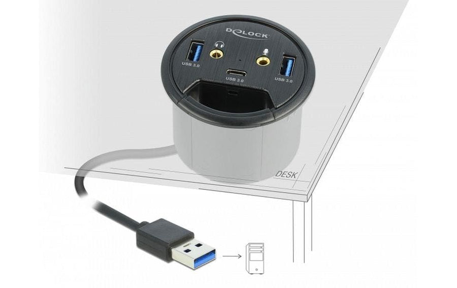 Delock Tisch-Hub USB 3.0 Typ A/C + HD Audio - Foto 2