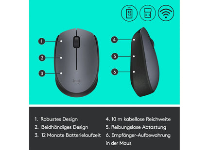 Logitech Maus M170, kabellos