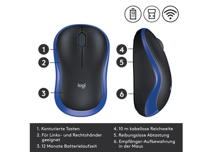 Logitech Mouse M185 Wireless, Blue-Black